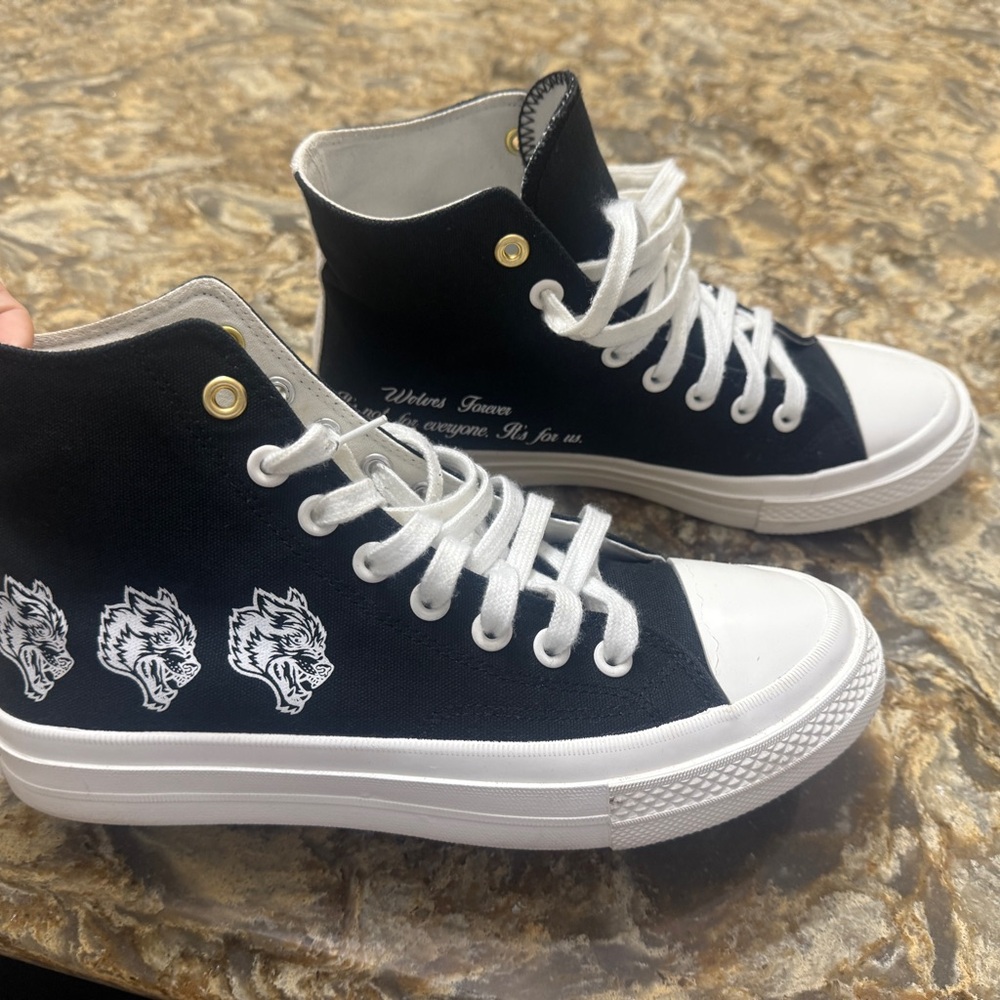 Black High-Top Sneakers with White Laces